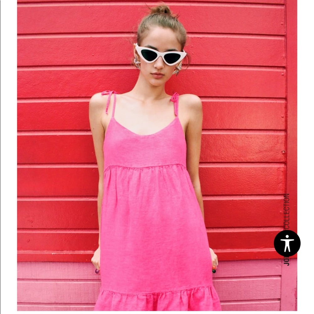 Zara fuchsia linen mini dress